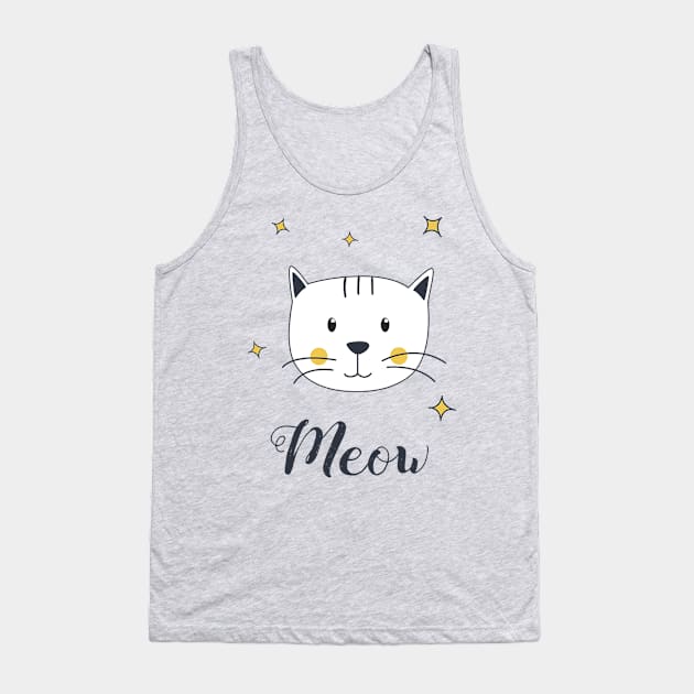 Cute cat Tank Top by white.ink